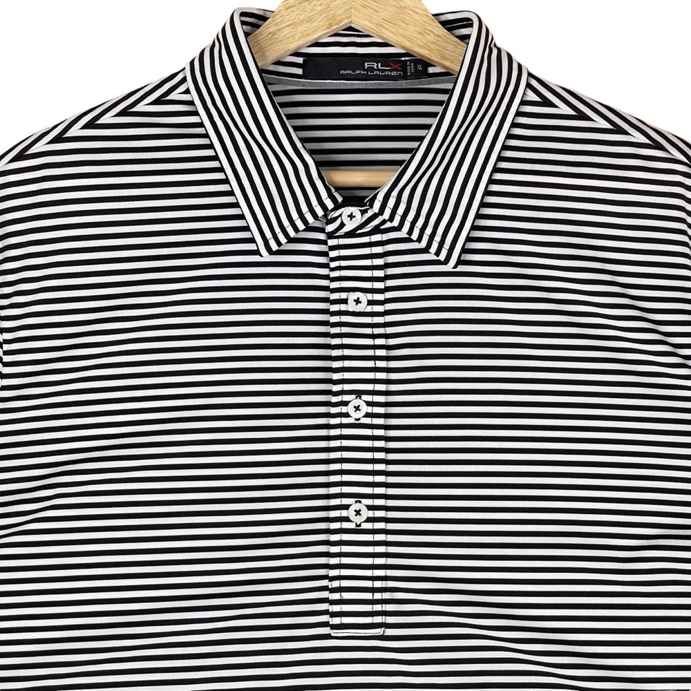 RLX Ralph Lauren Polo Mens XL Stripe Print Performance Stretch Golf Shirt Active